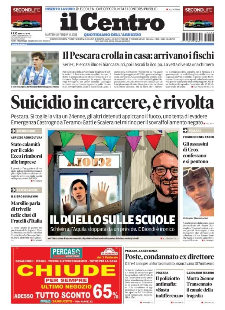 Prima-pagina-il centro-oggi-edizione-del-2025-02-18